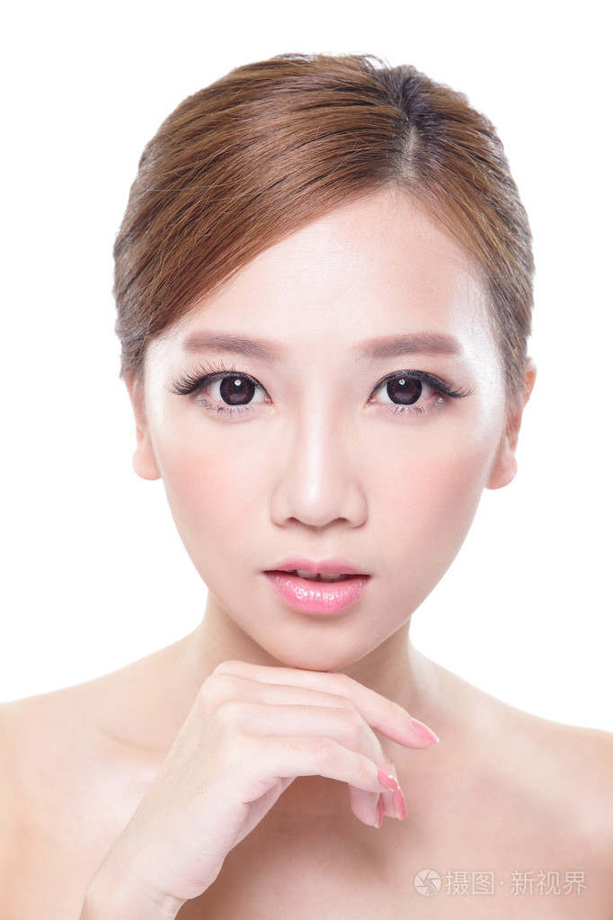 美丽的脸和完美肌肤的女人