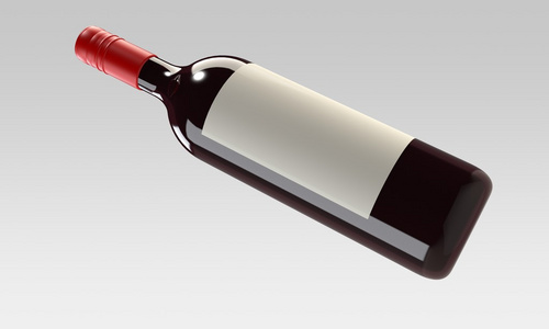 一瓶红色或白色葡萄酒和孤立的白色衬底上的玻璃