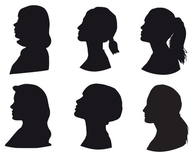 侧面人头剪影的少女头像,人脸的侧面,女人面临配置文件照片