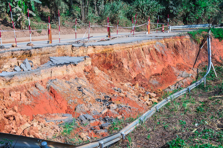 地震或山体滑坡造成的道路破碎图片