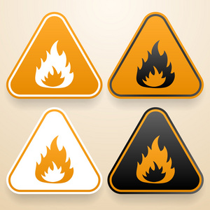 套三角形的标志,是危险的白色 黑色和橙色的颜色.消防警示标志 照片