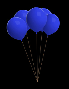 蓝色的气球上黑色孤立