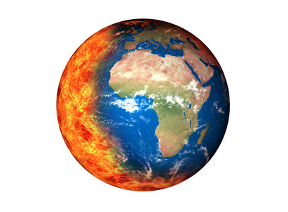 燃烧地球地球和全球变暖