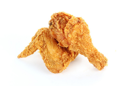 特写炸鸡腿和翅膀炸鸡翅膀炸鸡翅膀美味的炸鸡鸡腿,辛辣的翅膀