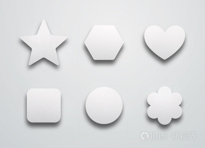 在灰色的背景上的简单形状的一组