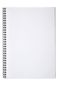 空白的纸质笔记本空白背景.孤立在白色的纸质螺旋笔记本照片