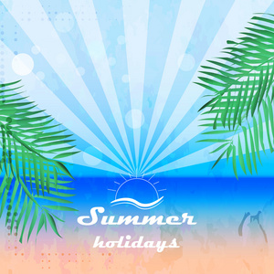 夏季假期背景的复古风格与棕榈树