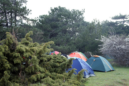 野营区的帐篷
