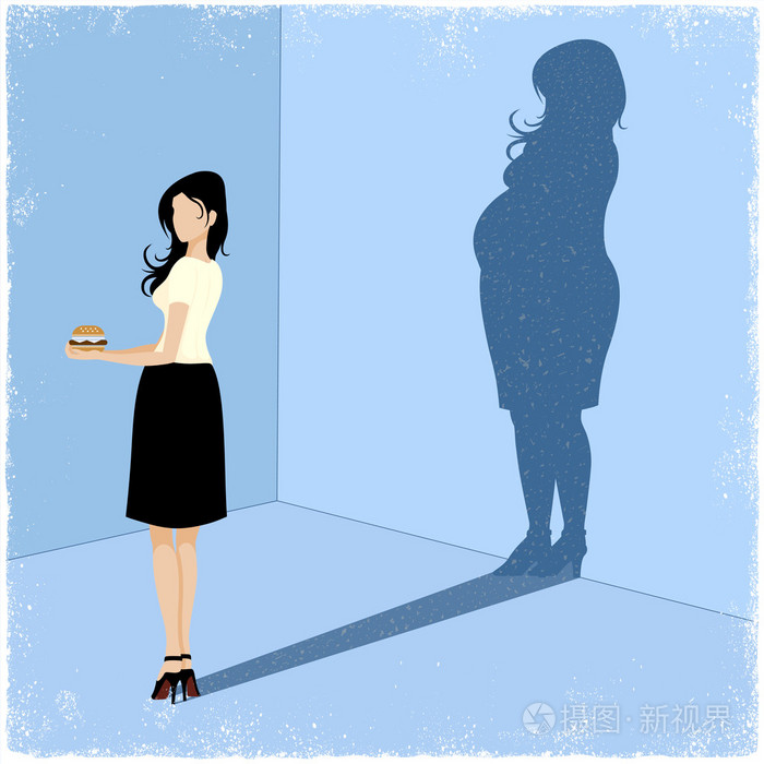 苗条的女人胖女人的阴影