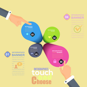 平图表模板和 web 元素商业营销触摸和选择概念向量设计