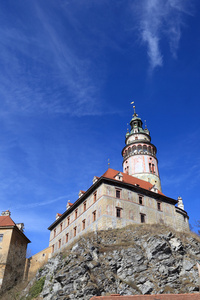 捷克克鲁姆洛夫城堡从底部的景观