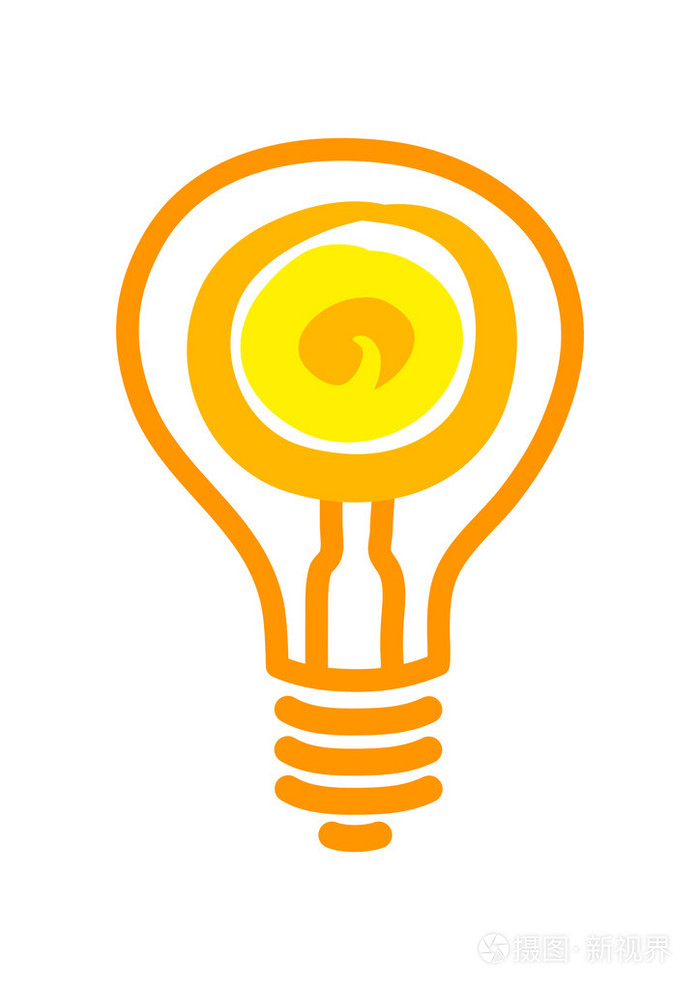 白色背景上的橙色小灯泡.
