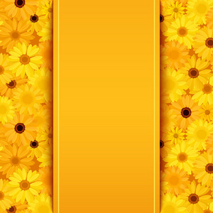 用黄色和橙色非洲菊鲜花的邀请卡。矢量 eps 10