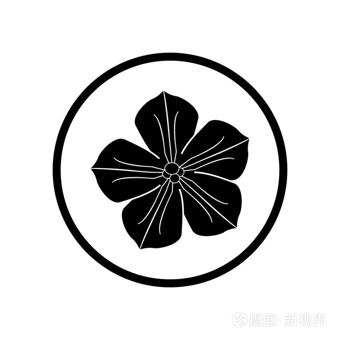 抽象花黑色的轮廓图