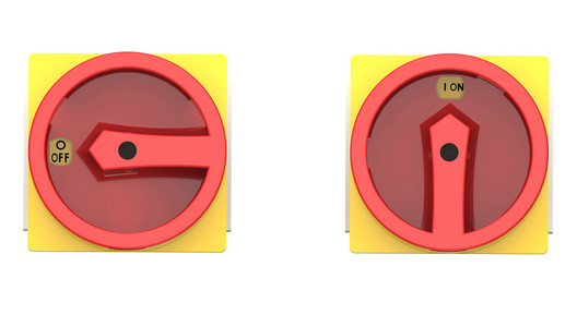 工业电源开关在关闭旋转电源开关照片