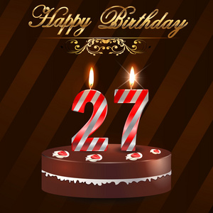27 年生日蛋糕和蜡烛,硬 27 岁生日-矢量 eps10照片