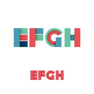 e f g h 现代彩色分层的字体或字母表