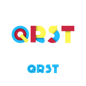 q r s t 现代彩色分层的字体或字母表