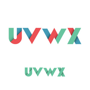 u v w x 现代彩色分层的字体或字母表