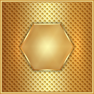 矢量抽象金属黄金六角形细胞