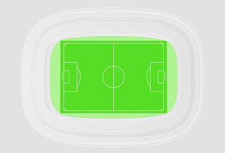 白色的足球体育场设计顶视图