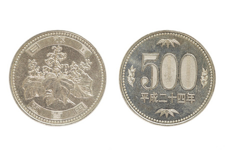 日本货币日元硬币照片