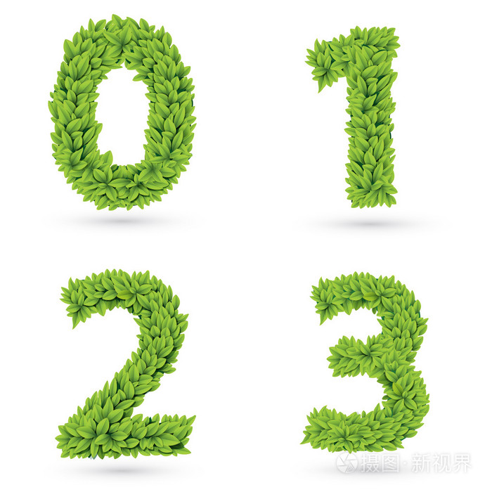 绿色的树叶收集的数字插画-正版商用图片1g2boe-摄图新视界