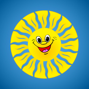 黄色微笑太阳在夏天背景