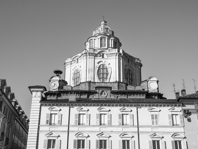 黑色和白色的圣洛伦索教堂都灵图片