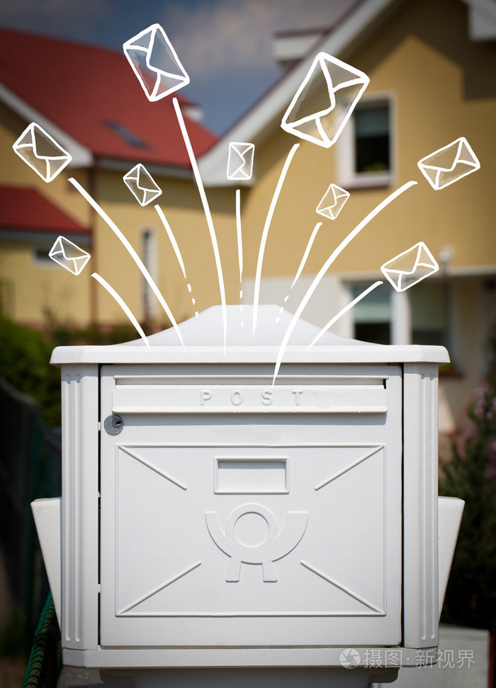 手工绘制的信封出来一个邮箱