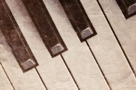 老式钢琴键盘特写图片