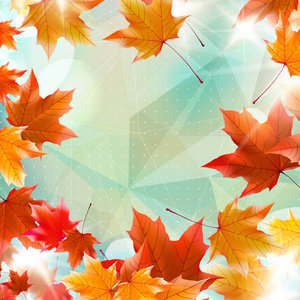抽象插图与枫树叶子的秋天