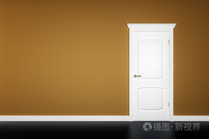 关闭白色棕色墙上的门