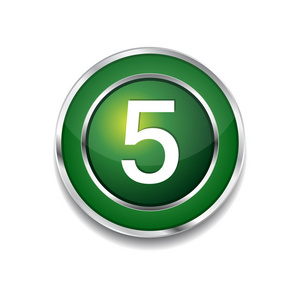5 号圆矢量绿色 web 图标按钮