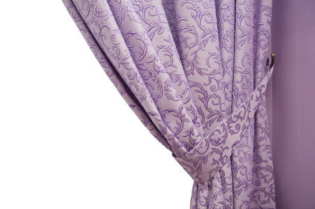 漂亮的紫色窗帘，在经典的风格。孤立