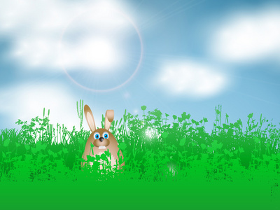 复活节兔子在草丛中