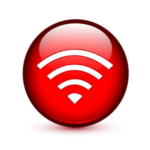 红色的 wifi 或无线光泽按钮