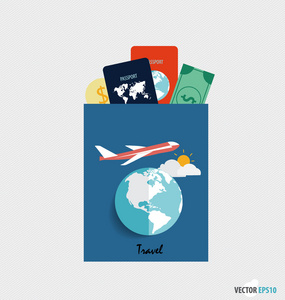 国际护照和旅行的元素。矢量 illustrati