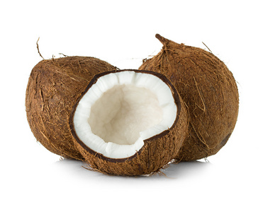 椰子。孤立的白色背景上的 coco 螺母