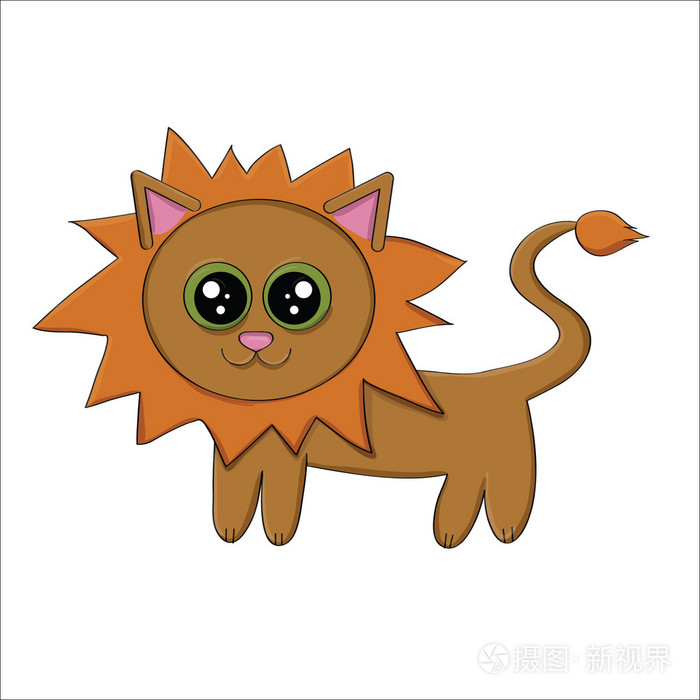 可爱的卡通狮子矢量插画