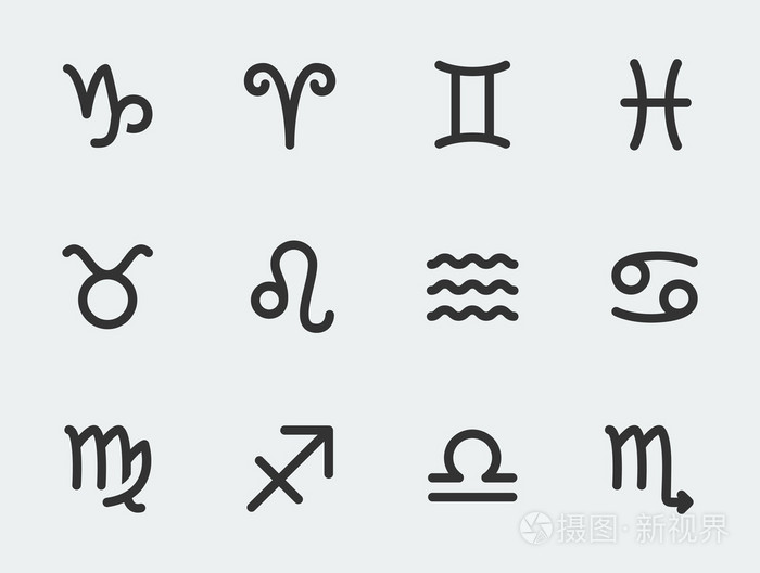 简单的标志的黄道十二宫