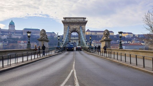 在匈牙利首都布达佩斯的链桥