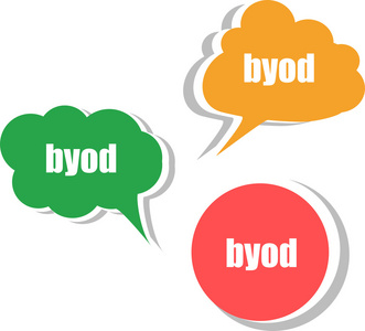 byod。贴纸，标签，标签集。图表的模板