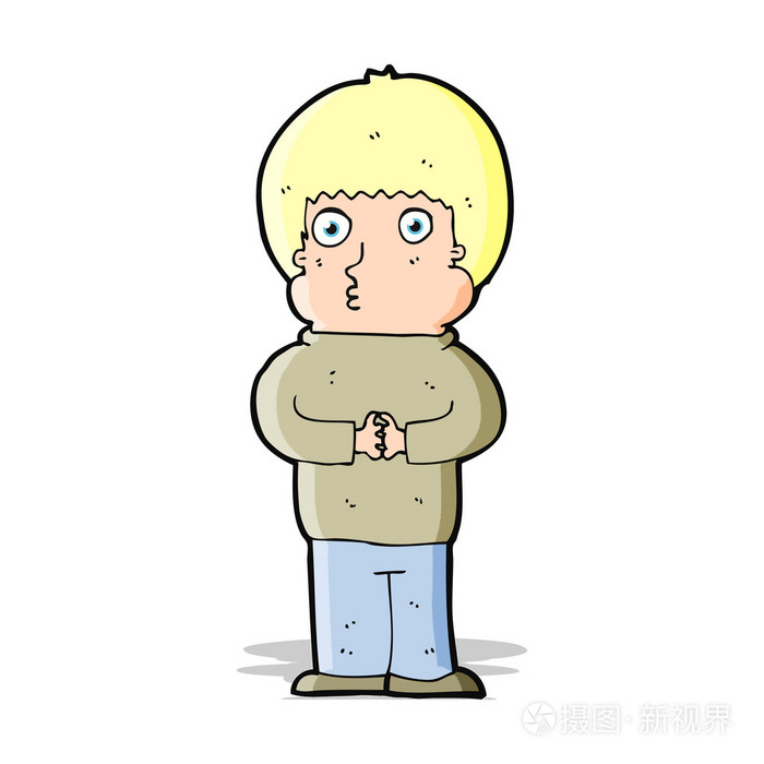 卡通害羞男孩