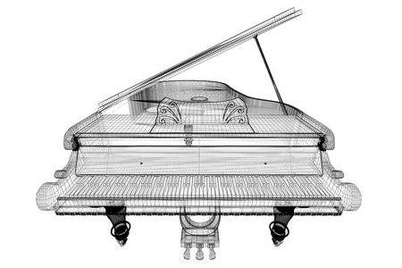 素描图标古董钢琴与路径钢琴键线图标女歌手一同钢琴演奏者婚礼鞋站在