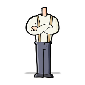 长长的卷发和手了卡通挥舞着手臂的身体 (混合和匹配的漫画,或者添加