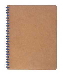 在白色背景上孤立的棕色笔记本