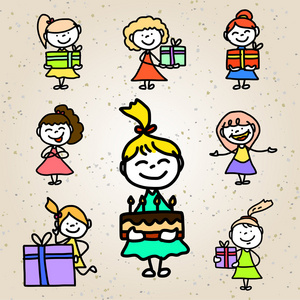 手绘生日卡通图片