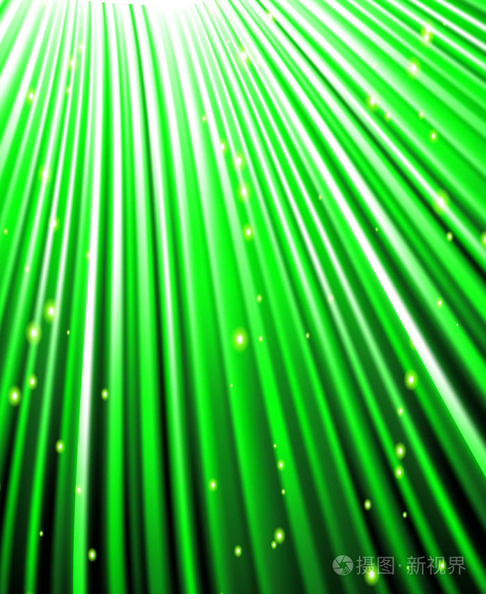 星星落在绿色光芒的背景上