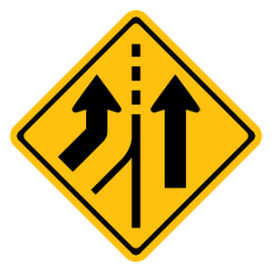 合并车道的警告交通标志